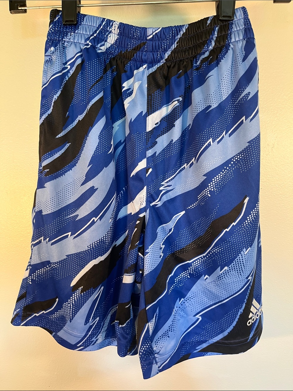 adidas Blue and Black Kids Athletic Shorts with Graphic Print
